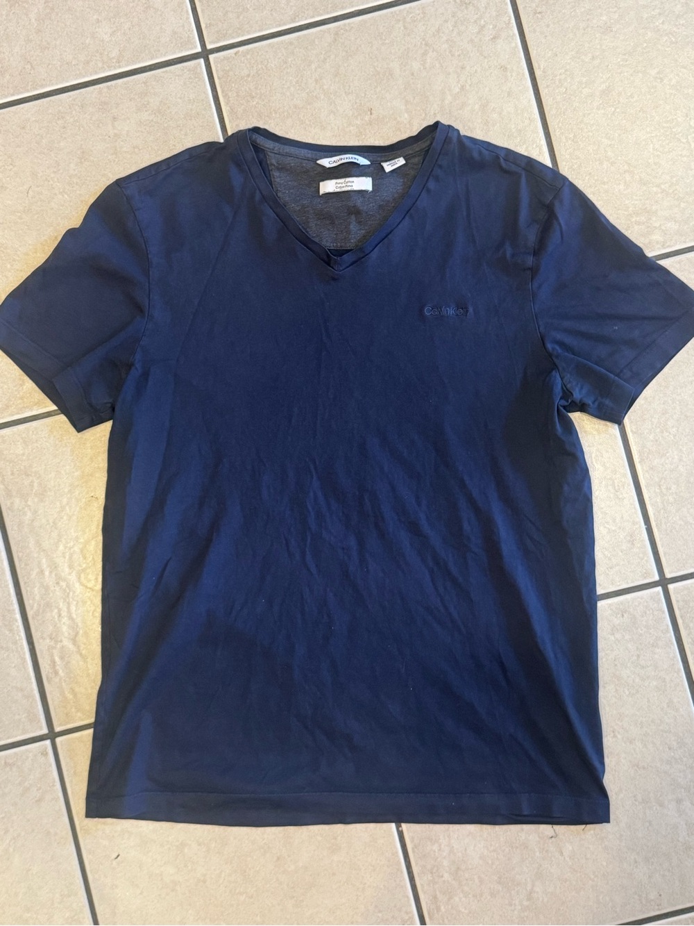 Calvin Klein Men's Dark Blue V-Neck Tee
